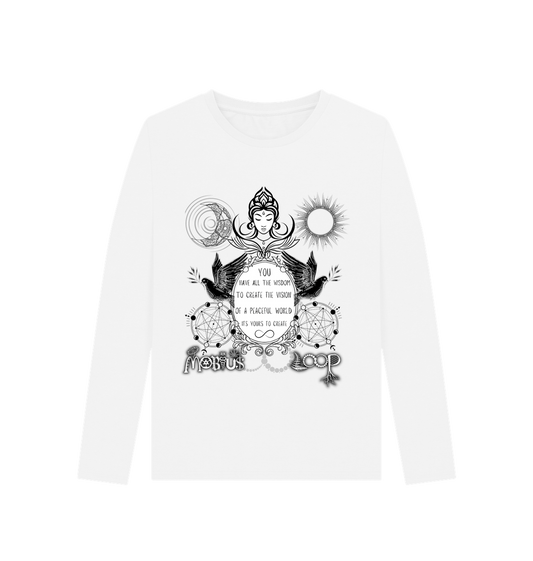 White Printed Long Sleeve T Shirt