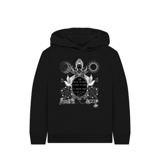 Black Printed Kids Hoodie