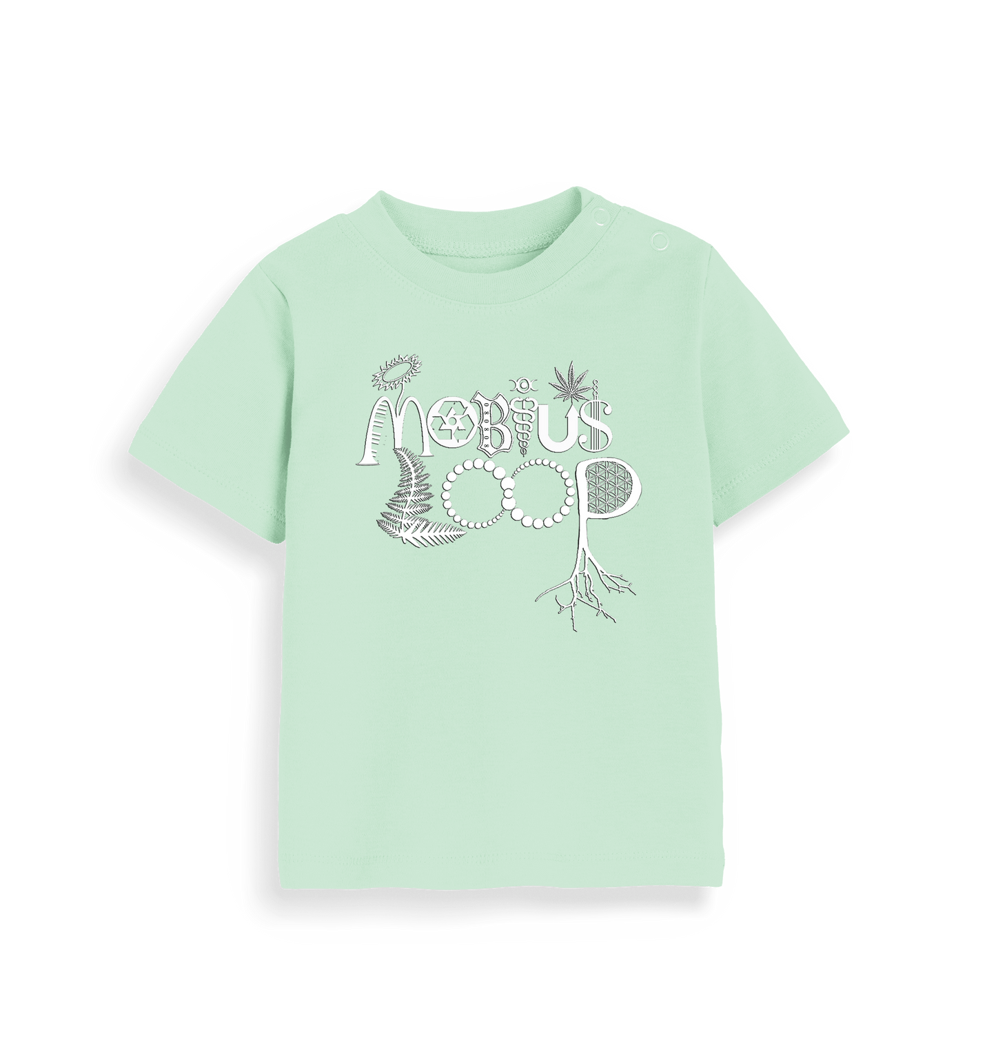 Mint Printed Kids T-Shirt Front