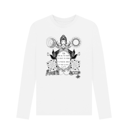 White Printed Long Sleeve T Shirt